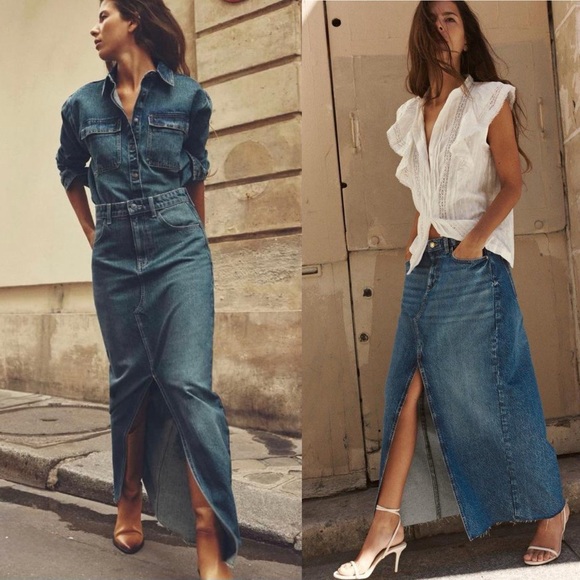 Zara Dresses & Skirts - ZARA Denim Midi Skirt in a medium-blue